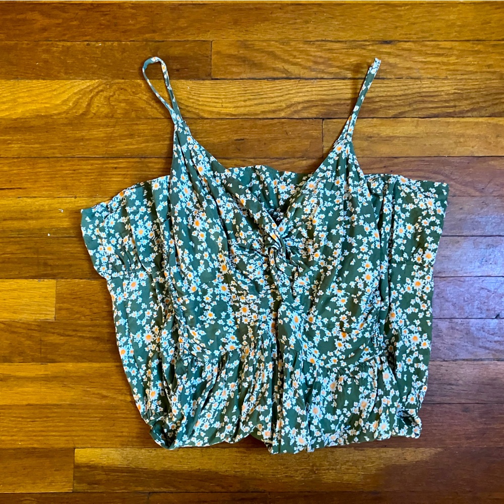 Floral Green Spaghetti Strap Dress
